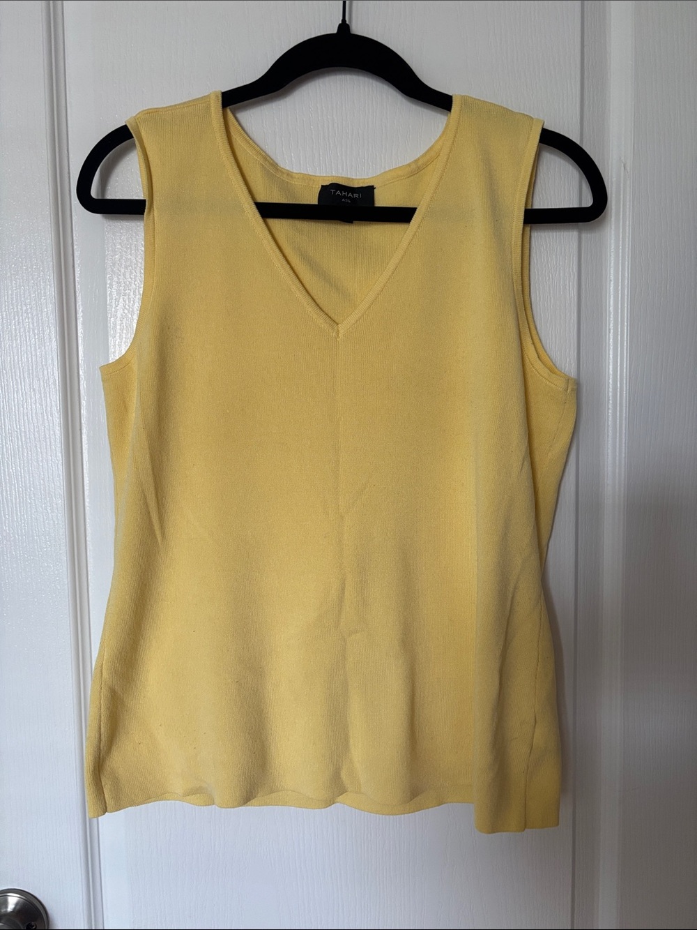 Tahari Bright Yellow V-Neck Sleeveless Tank
